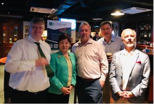 Left to right: Mr Pádraig Seif, Vice-Chair and Treasurer of Irish Chamber of Commerce; Dr Paulina Chan, CMI Hong Kong Chair; Mr Ray Porter, Chair of Irish Chamber of Commerce, ICC member; Dr Alan Miller, CMI Hong Kong Board Member (June 9, 2022)