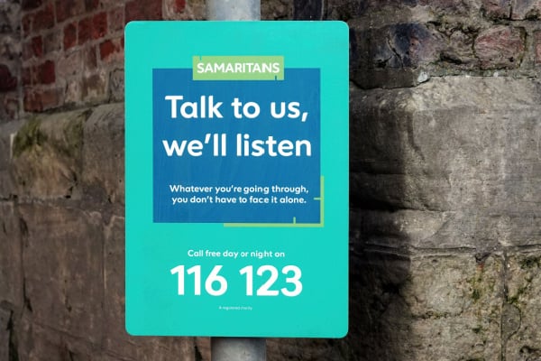 A encouraging people struggling with their mental health to call the Samaritans for help