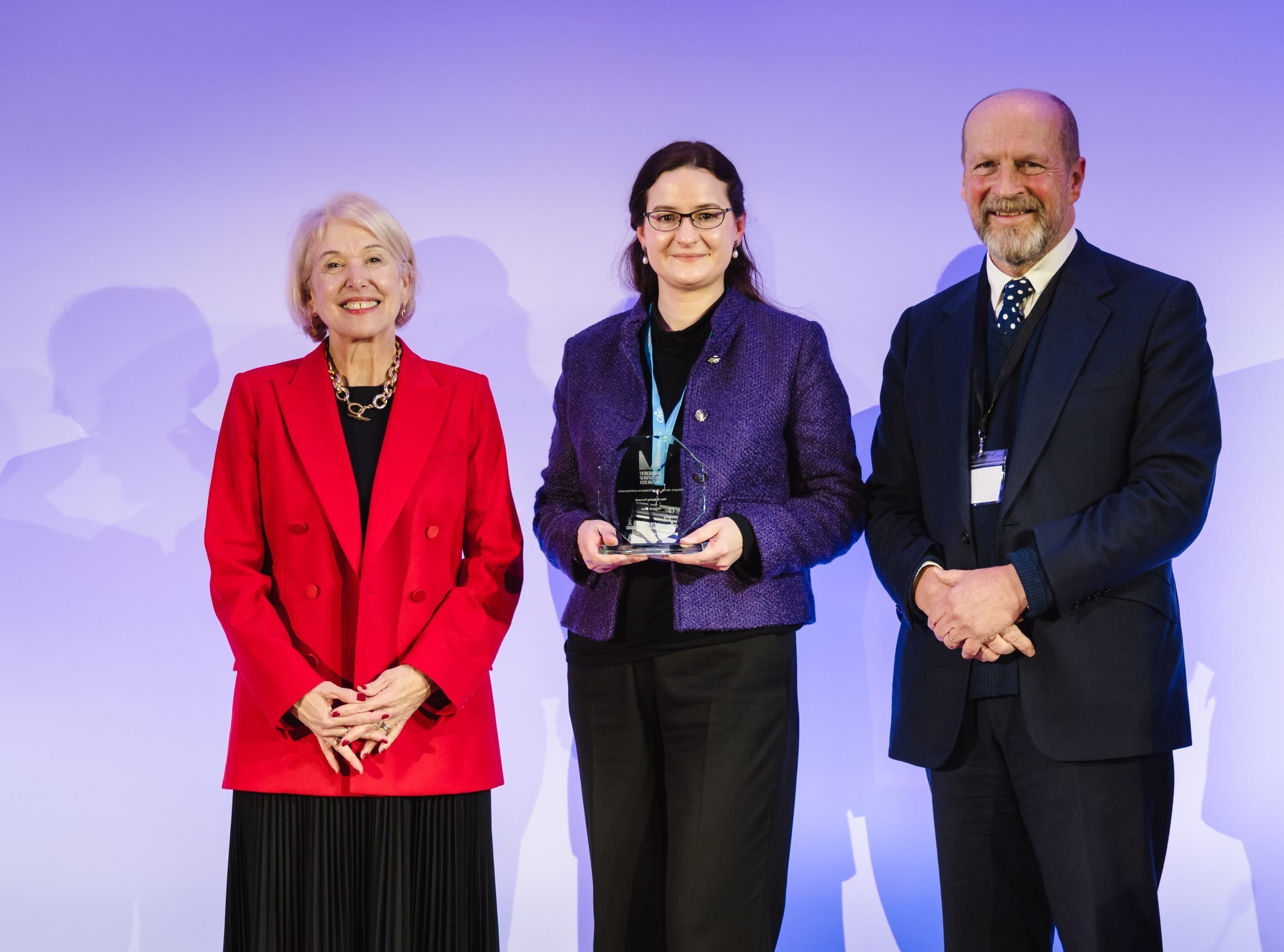 Ann Francke OBE and James Reed CBE with the winner, Professor Elisabeth Kelan