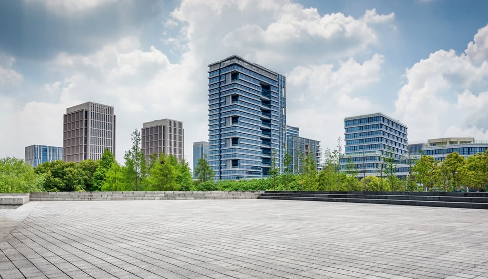 Empty modern urban business buildings