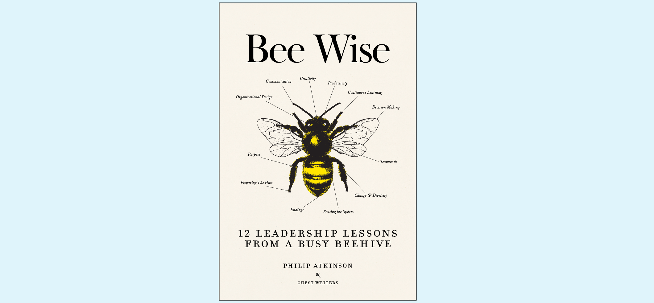 Cover of Bee Wise: 12 leadership lessons from a busy beehive (Buzzworks Publishing, 2024) by Philip Atkinson and guest writers